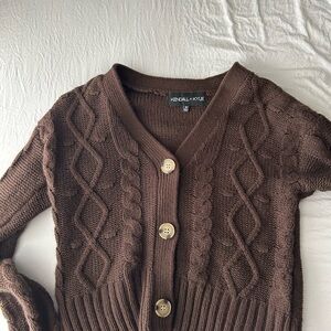 Kendall & Kylie Women's Brown Cable Knit Sweater